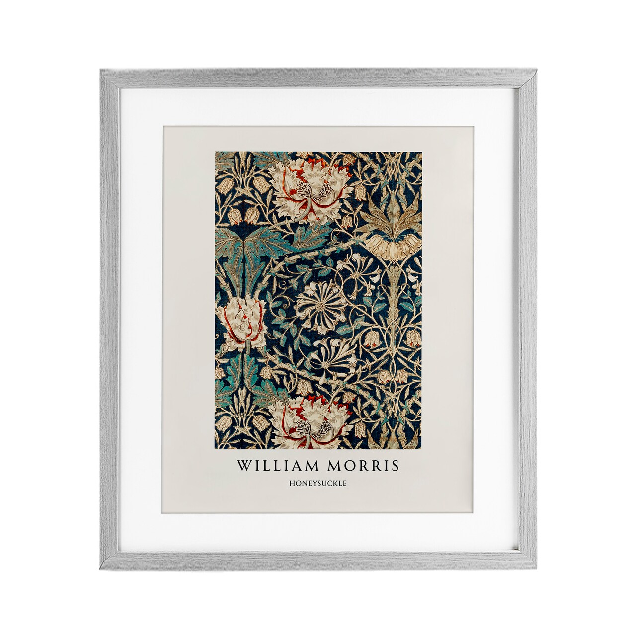 Stupell Industries William Morris Honeysuckle Pattern Black Framed Print Under Glass, design by Vintage Hustle
